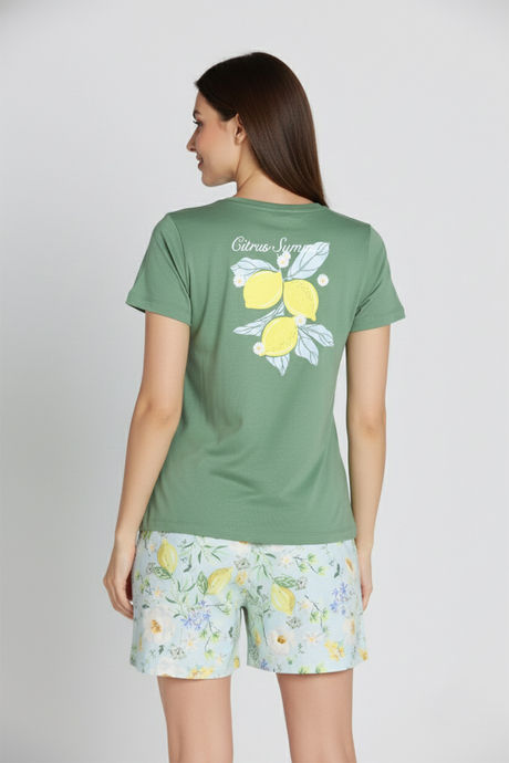 Zivame Citrus Summer Buttersoft Knit Poly Short Set - Pale Blue — image 2